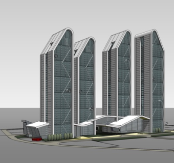 现代高层办公楼su模型