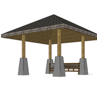 东南亚凉亭su模型