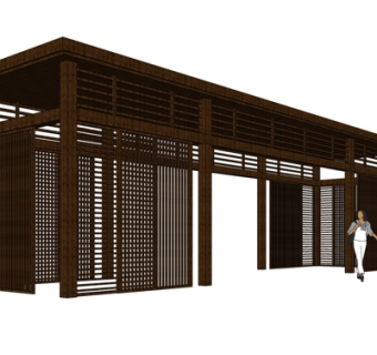 新中式廊架su模型