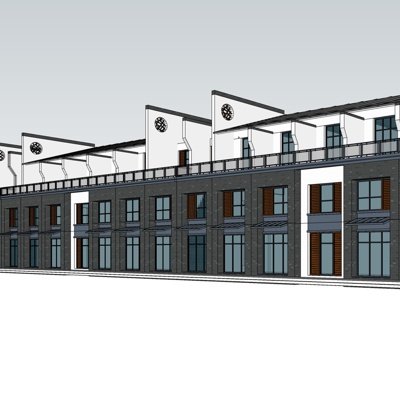 新中式沿街商业建筑su模型