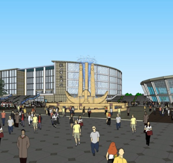 现代商业街su模型