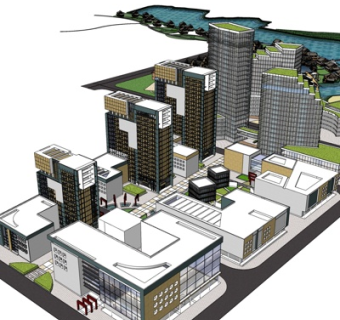 现代商业建筑规划su模型