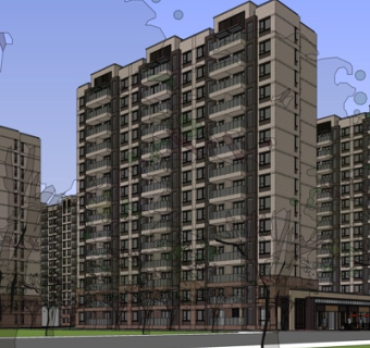 现代高层公寓楼su模型