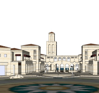 欧式沿街商业建筑su模型