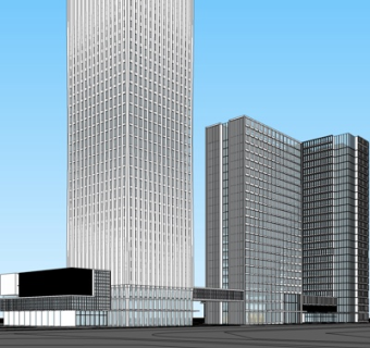 现代高层办公楼su模型