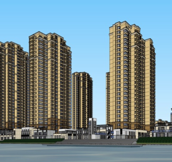 现代高层办公楼su模型