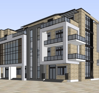 现代办公楼su模型