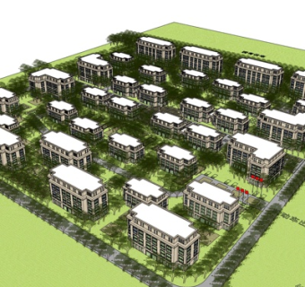 现代小区规划su模型