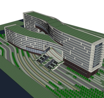 现代高层办公楼su模型