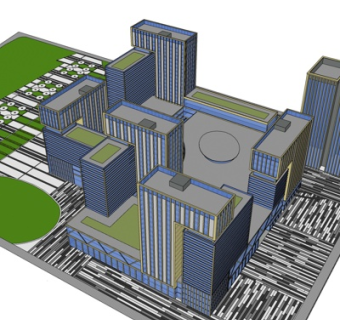 现代高层办公楼su模型