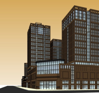 现代沿街商业建筑su模型