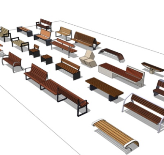 现代公园长椅su模型