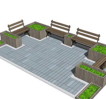 现代公园长椅su模型