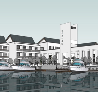 新中式酒店su模型