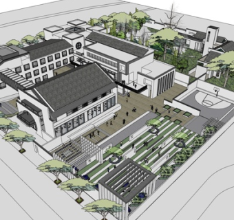 新中式商业建筑规划su模型