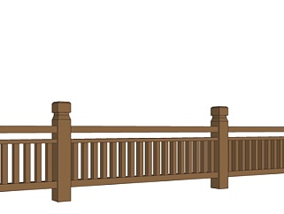 现代实木围栏su模型