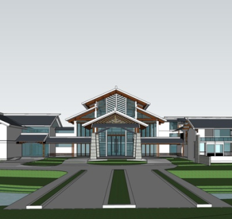 现代办公楼外观su模型