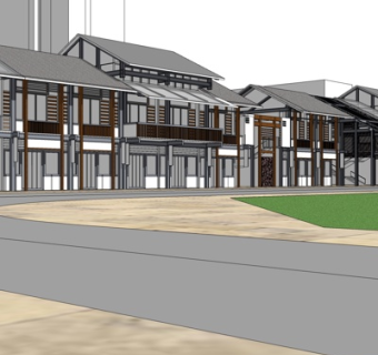 中式多层民房su模型