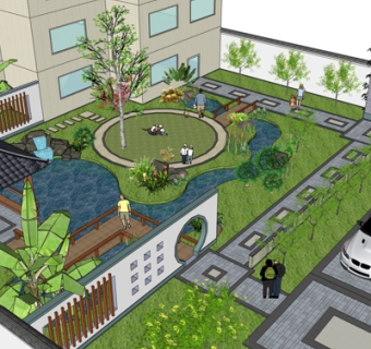 中式园林景观su模型