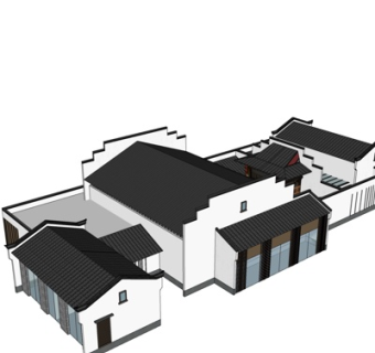 中式古建民房su模型