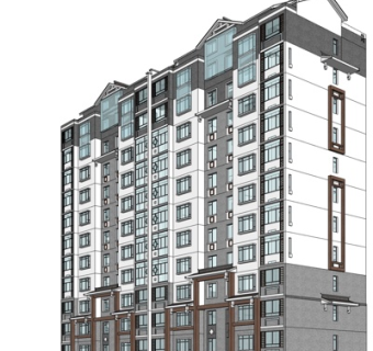 欧式高层公寓su模型