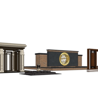 中式庭院围墙su模型