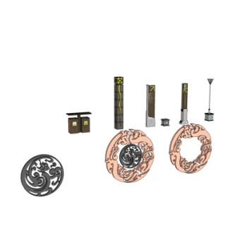 中式指示牌su模型