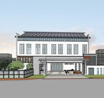 中式办公楼外观su模型