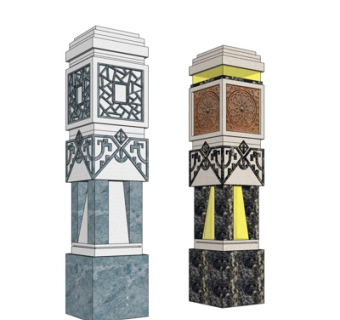 中式景观柱子su模型