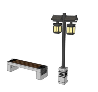 中式景观路灯su模型