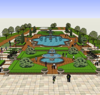 中式园林景观su模型