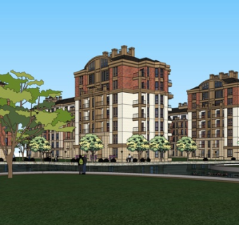 欧式高层住宅su模型