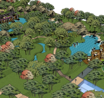 中式园林景观su模型