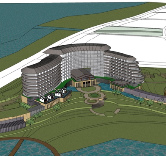 现代办公楼规划su模型