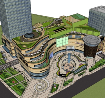 现代办公楼规划su模型