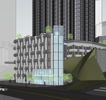 现代办公楼外观su模型