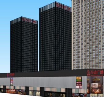 现代商业广场su模型