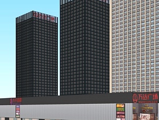 现代商业广场su模型