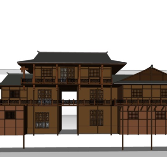 中式古建民房su模型