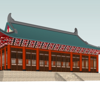 中式古建古庙su模型