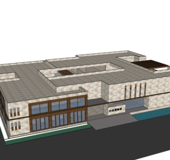 现代博物馆外观su模型