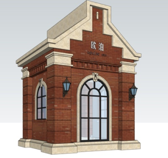 欧式门卫亭su模型