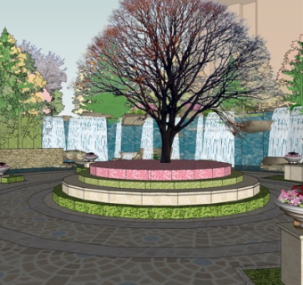 中式园林景观su模型