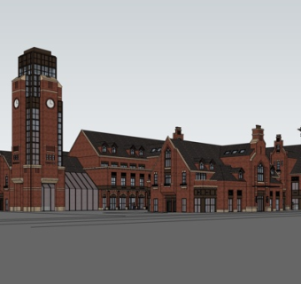 欧式多排住宅su模型