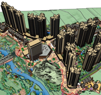 欧式高层住宅规划su模型