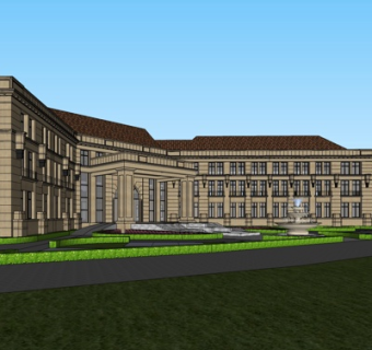 欧式会所外观su模型