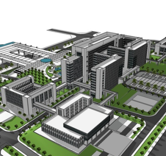 现代办公楼规划su模型