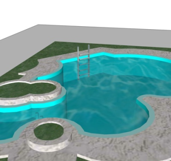 现代游泳馆su模型