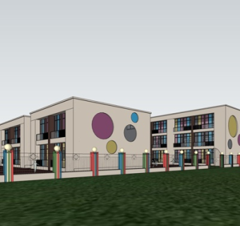 现代幼儿园外观su模型