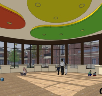 现代幼儿园休息区su模型